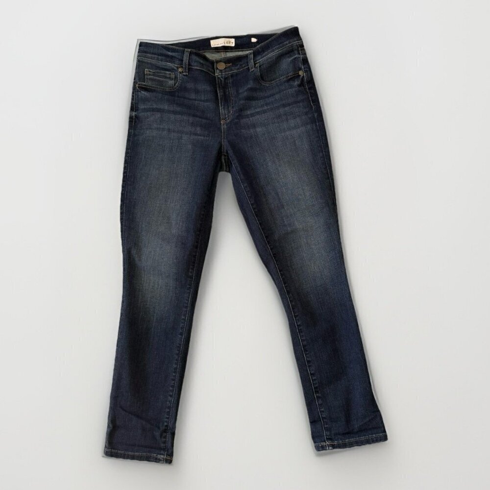 Loft Skinny Crop Jeans Womens Size 28/6 Mid Rise Dark Wash Denim